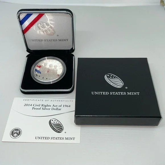 2014 Civil Rights Act of 1964 Proof Silver Dollar with COA - Picture 1 of 9